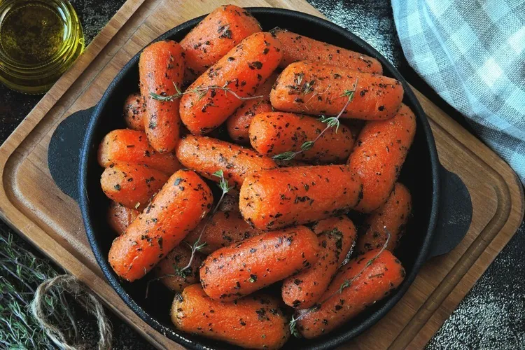Roasted carrots with mustard and herbs