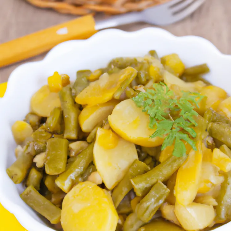 Italian-style green beans and potatoes with garlic