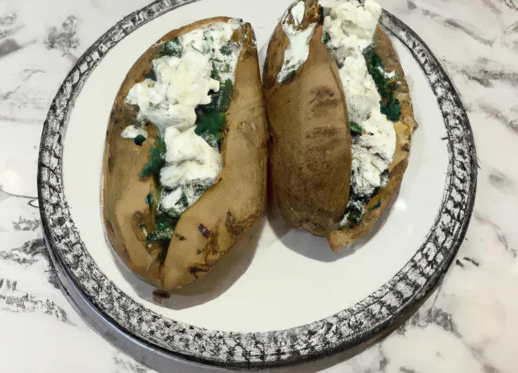 Spinach and cottage cheese stuffed jacket potato