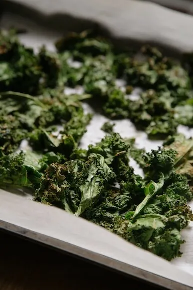 Kale chips with olive oil and salt