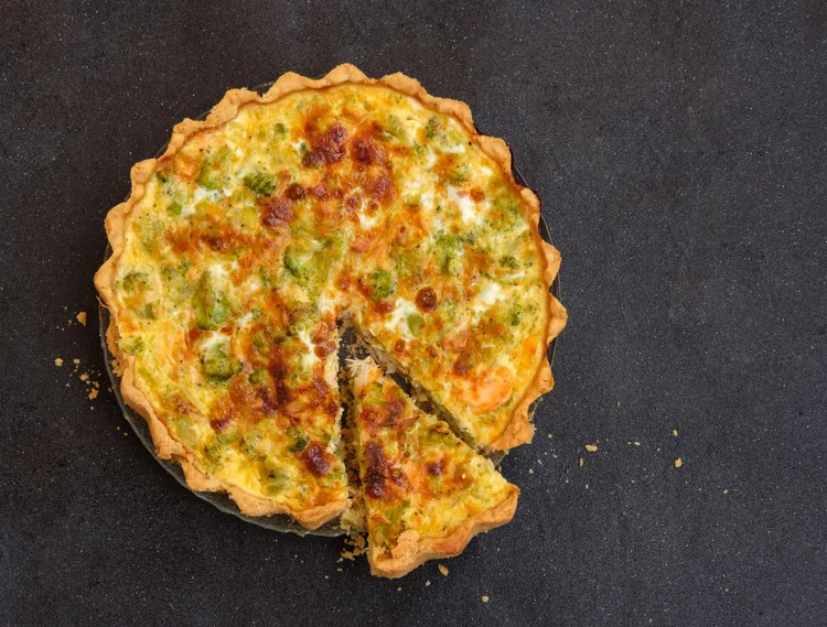 Leek and swiss cheese quiche