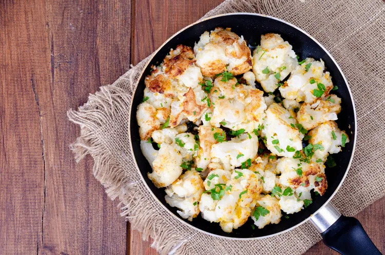Lemon-garlic roasted cauliflower with parmesan and chives