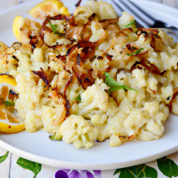 Citrusy cauliflower risotto with roasted garlic and parmesan