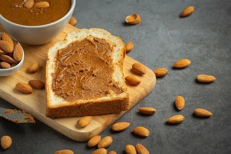 Multi-grain toast with almond butter and honey