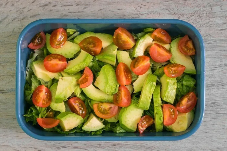 Napa cabbage, tomato and avocado salad