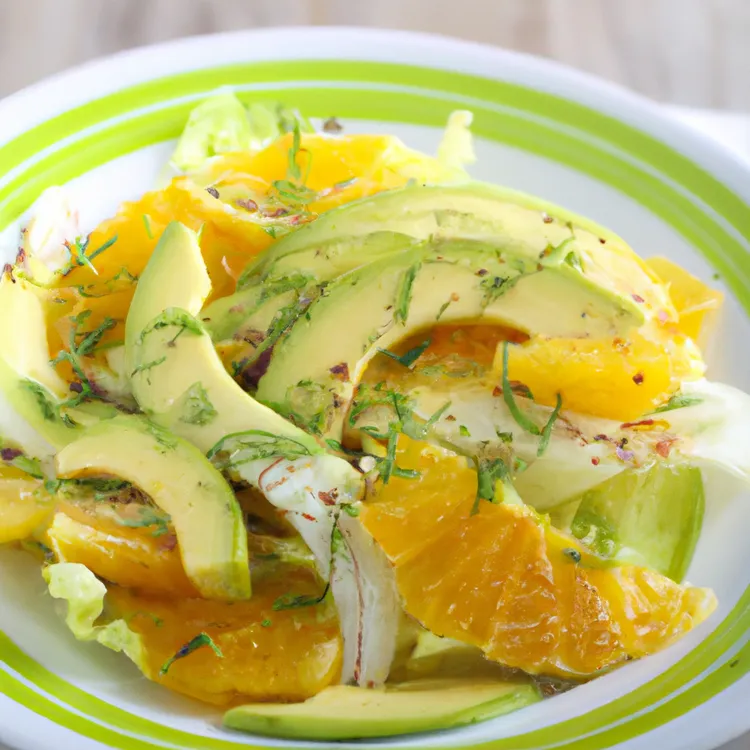 Citrusy fennel and avocado salad with olive oil and vinegar