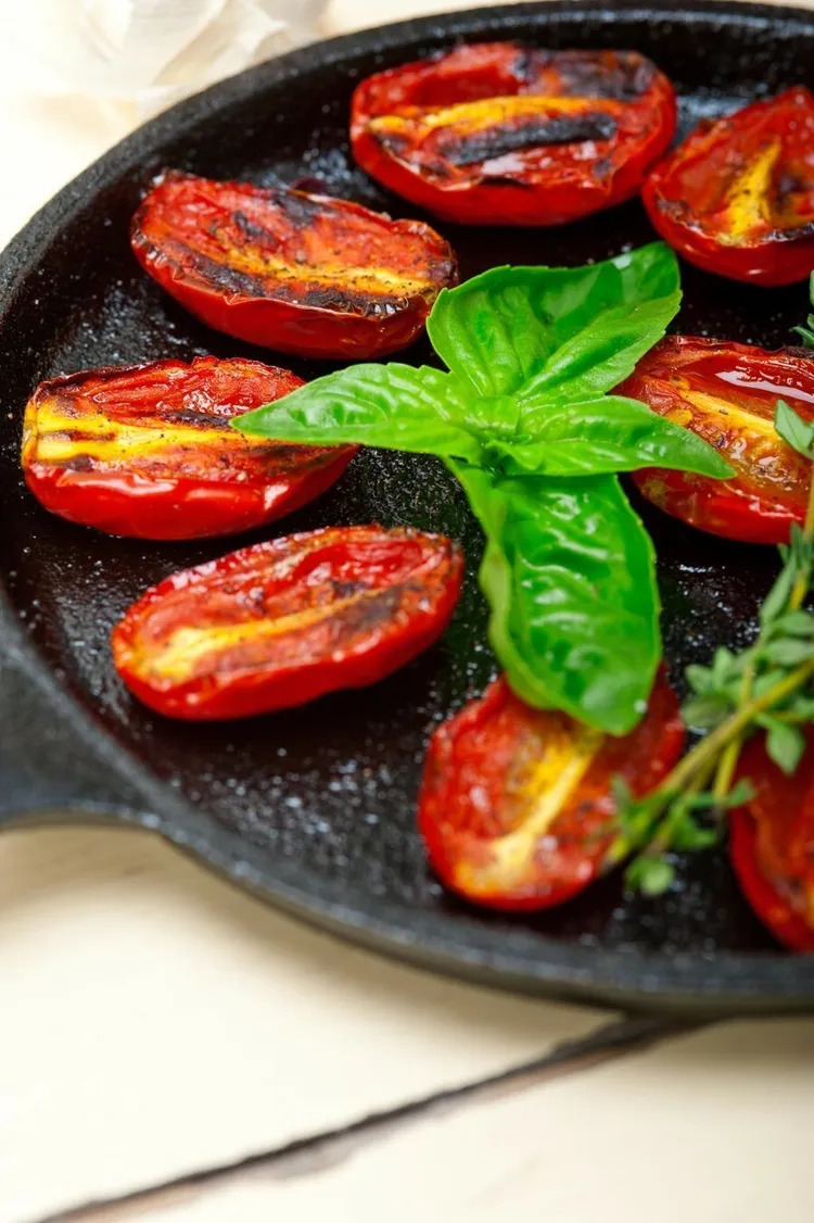 Oven-roasted plum tomato ricotta bake