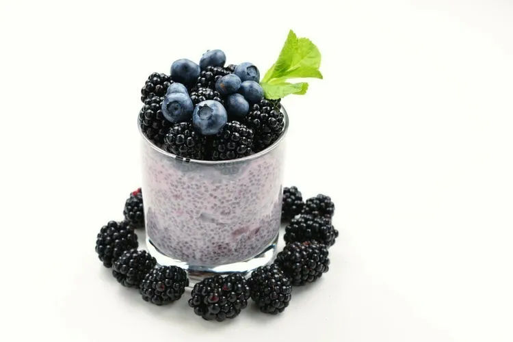 Blackberry coconut chia seed overnight pudding