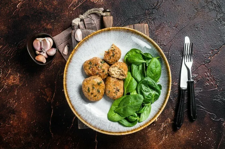 Paleo curry chicken spinach meatballs with pineapple