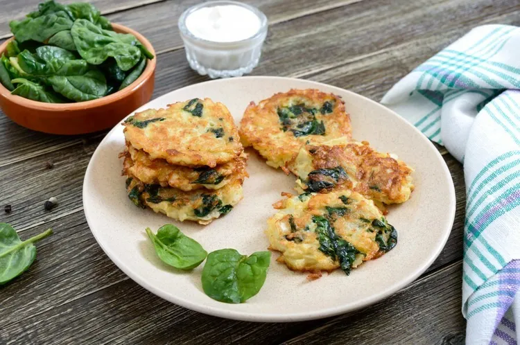 Paleo chinese egg foo young with ham, spinach and onions