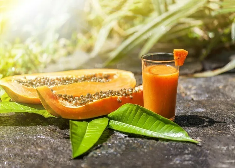 Papaya shake with honey and milk