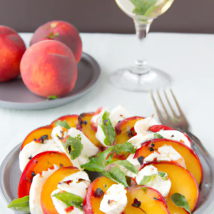Grilled peach caprese salad with balsamic vinegar