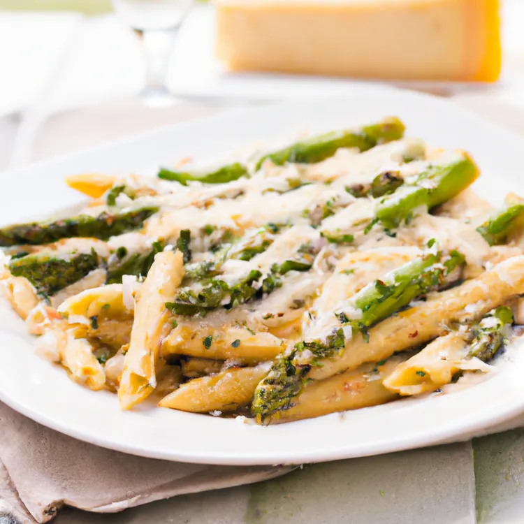 Penne with roasted asparagus and balsamic butter sauce