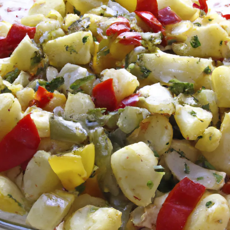 Roasted potatoes and peppers with olive oil and spices