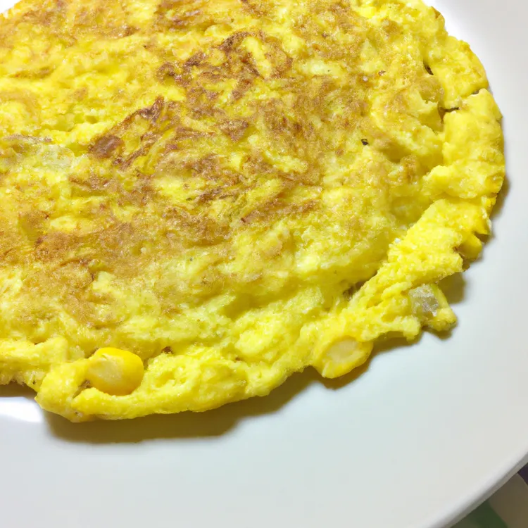 Puffy corn omelet with chives