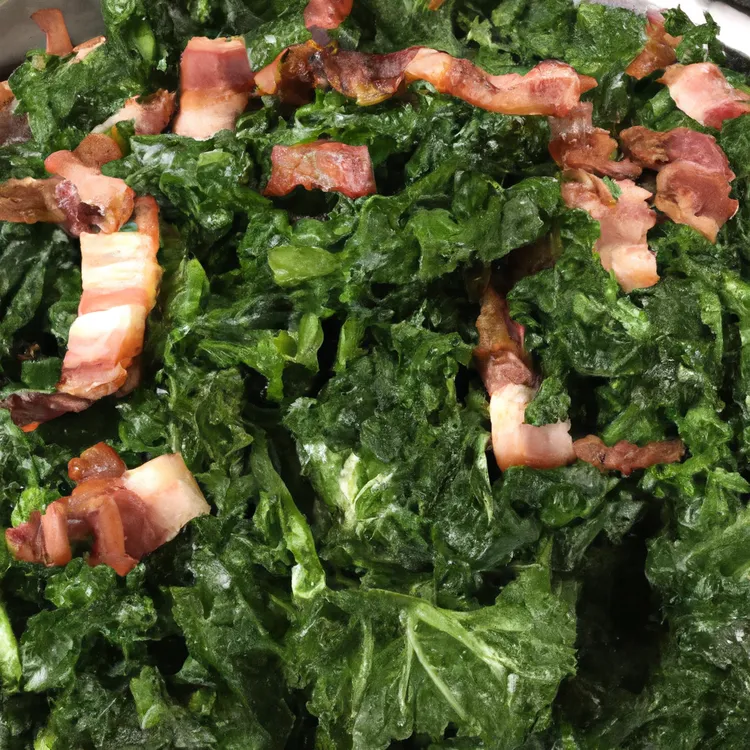 Quick and simple kale and bacon with lemon and seasonings