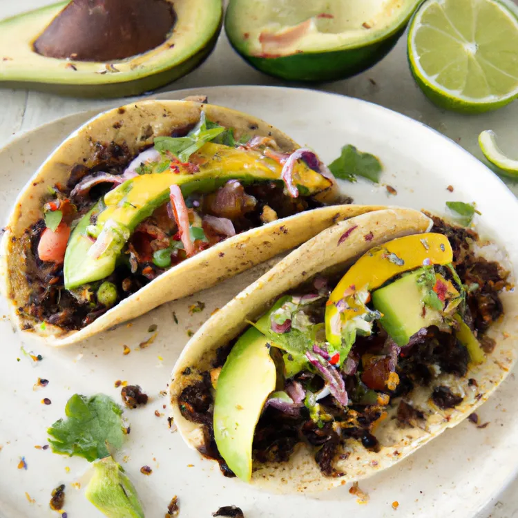 Quinoa and black bean tacos with avocado