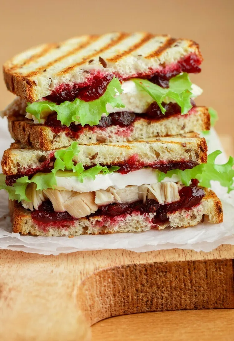 Raspberry-infused turkey and cream cheese sandwich
