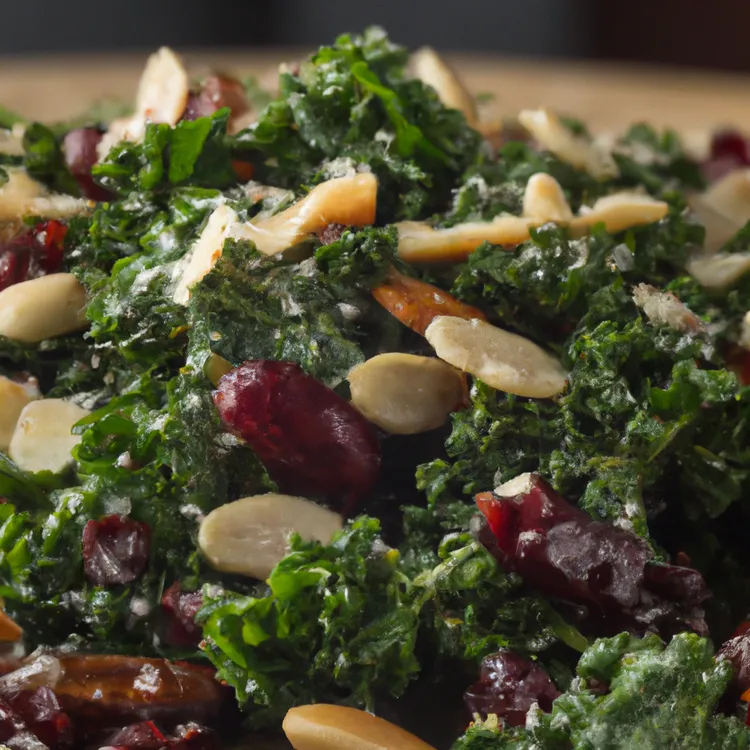 Kale salad with balsamic, pine nuts, cranberries and parmesan