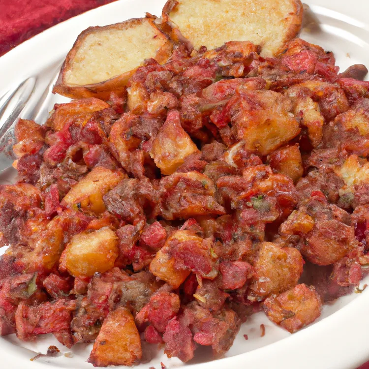 Red flannel beet and potato hash