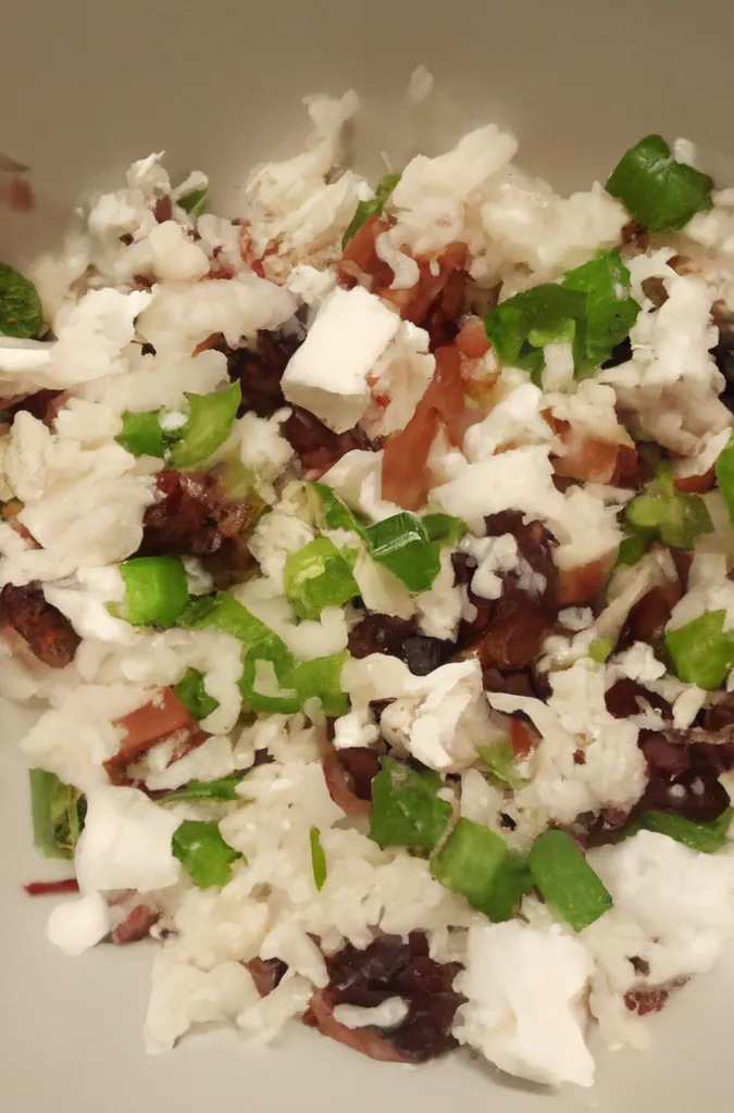 Rice, spring onion and feta salad