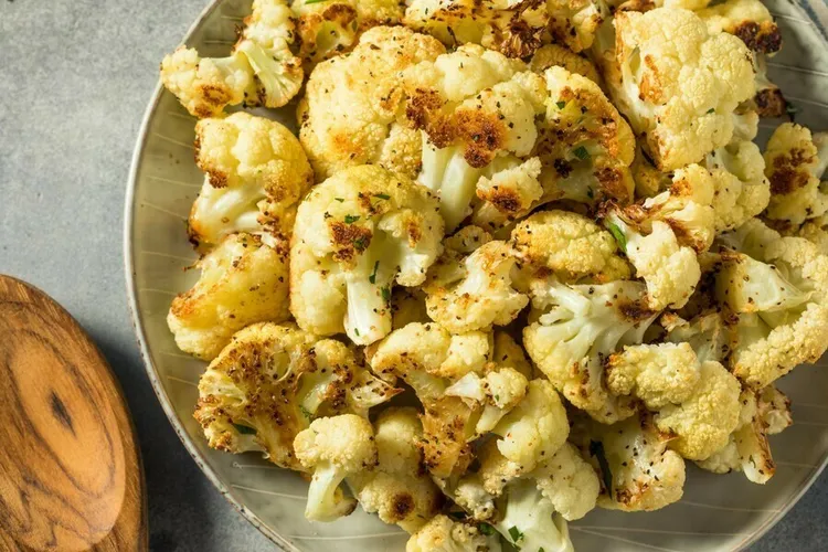 Roasted cauliflower with olive oil and salt