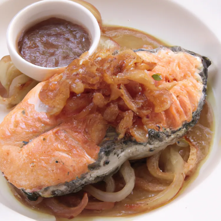 Grilled salmon with sweet and sour agrodolce sauce
