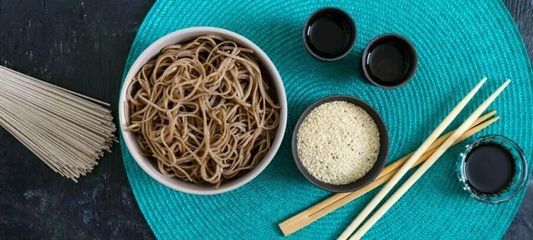 Sesame and peanut noodle bowl