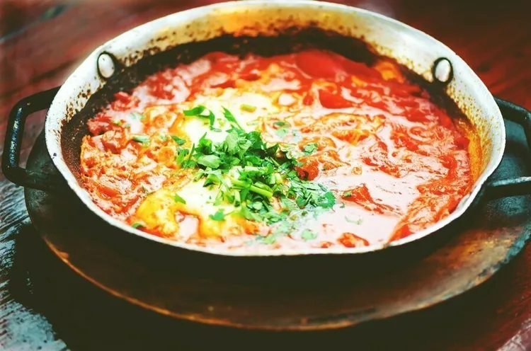 Coconut beef shakshouka with eggs