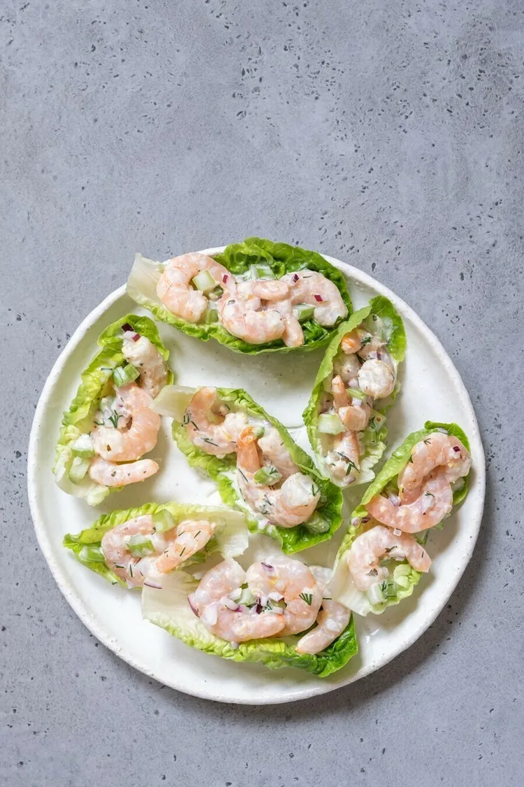 Shrimp lettuce wraps with cottage cheese