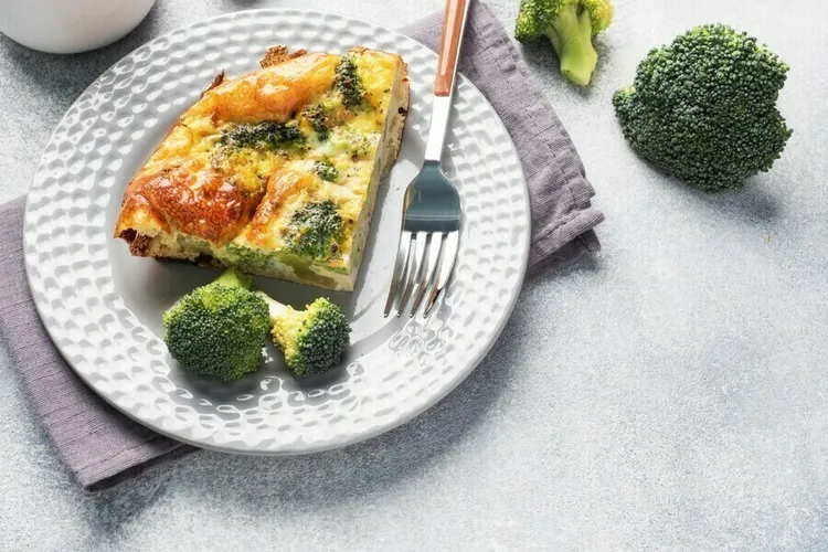 Vegetable egg bake with cheddar cheese