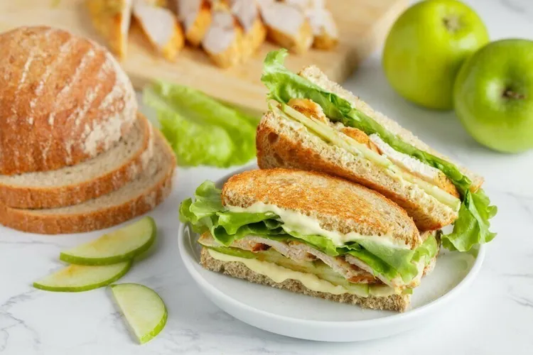 Sourdough turkey sandwich with garlic mayo