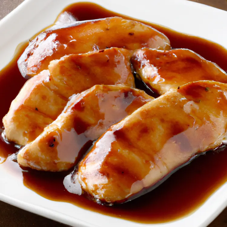 Soy-ginger chicken breast with honey-glazed onions
