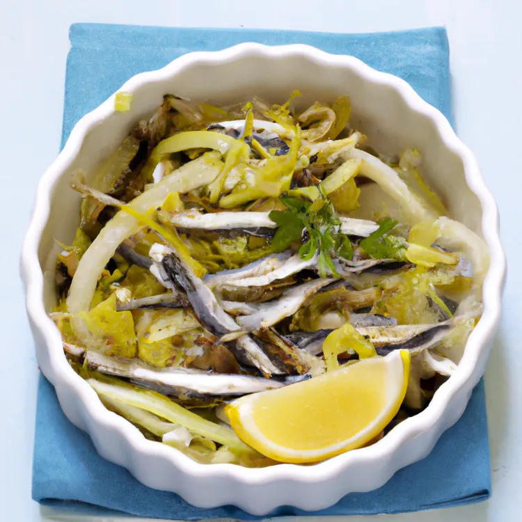 Fresh fennel and anchovy salad with preserved lemon vinaigrette