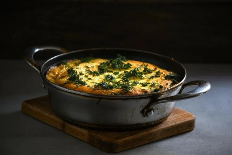 Spinach and sweet potato frittata with goat cheese