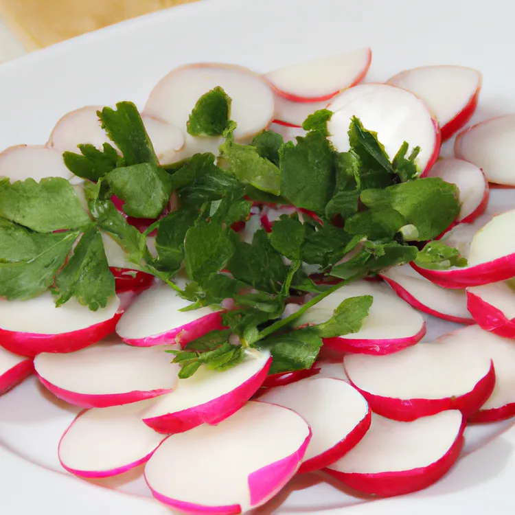 Fresh spring radish salad with lemon and parsley