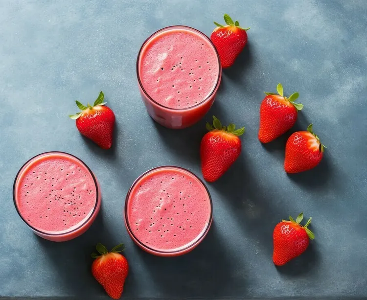 Strawberry-banana almond butter protein smoothie