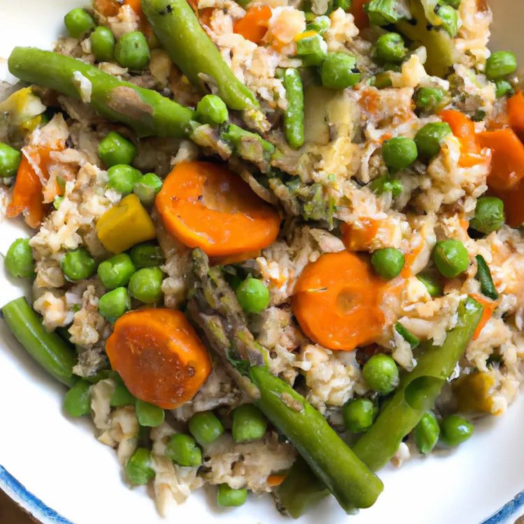 Sunflower seed risotto with asparagus, carrots and peas