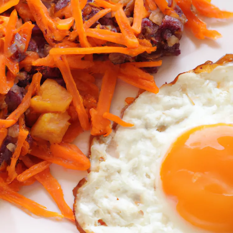 Sweet potato hash with eggs and herbs