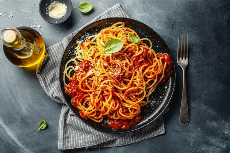 Syrian spaghetti with tomato sauce