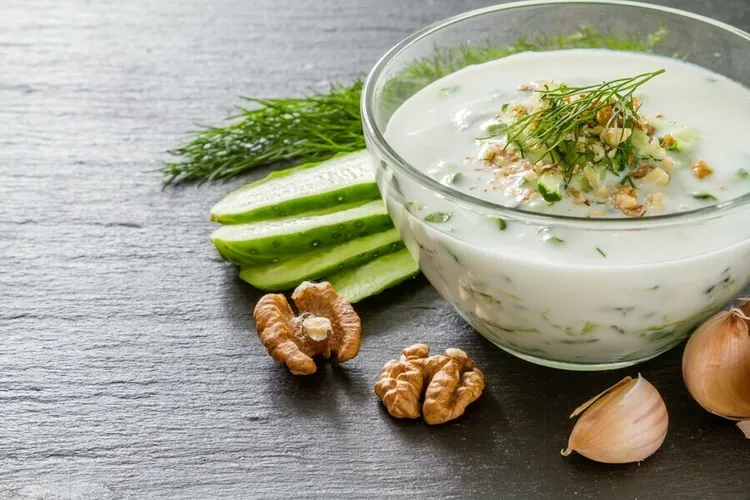 Cucumber tarator soup with greek yogurt and dill
