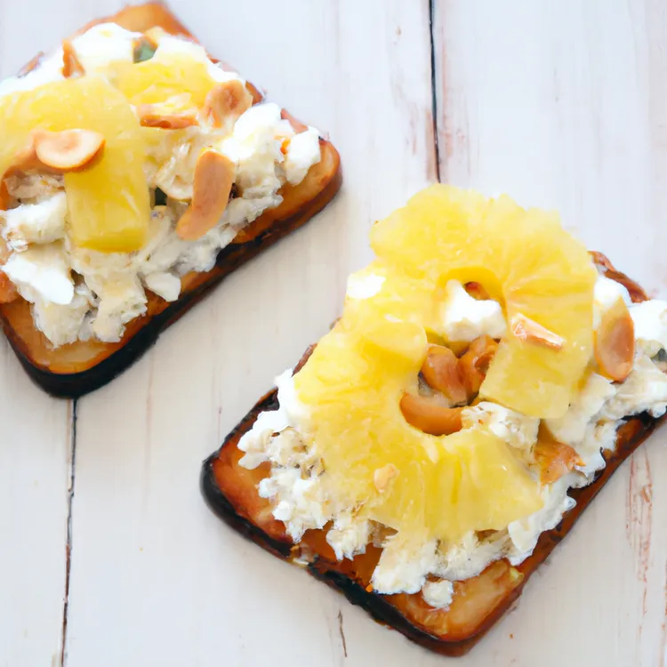 Pineapple toast with cottage cheese and cashews