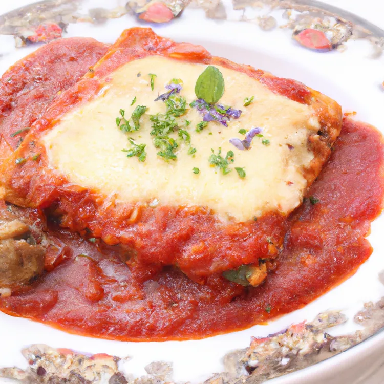 Tofu parmigiana with tomato sauce and mozzarella cheese