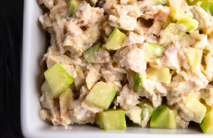Tuna avocado salad with pickles and onions