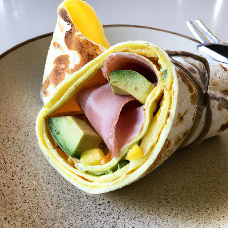 Turkey, avocado and egg wrap with butter