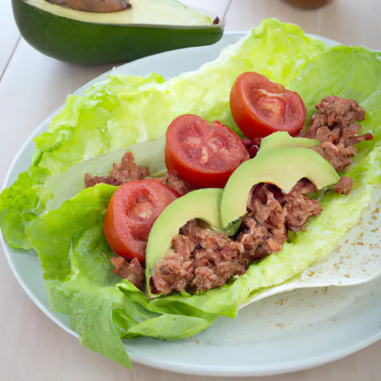 Turkey mince lettuce boats with avocado and tomato