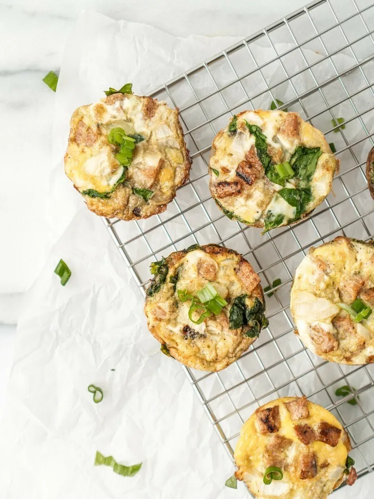 Turkey, mushroom and spinach egg muffins