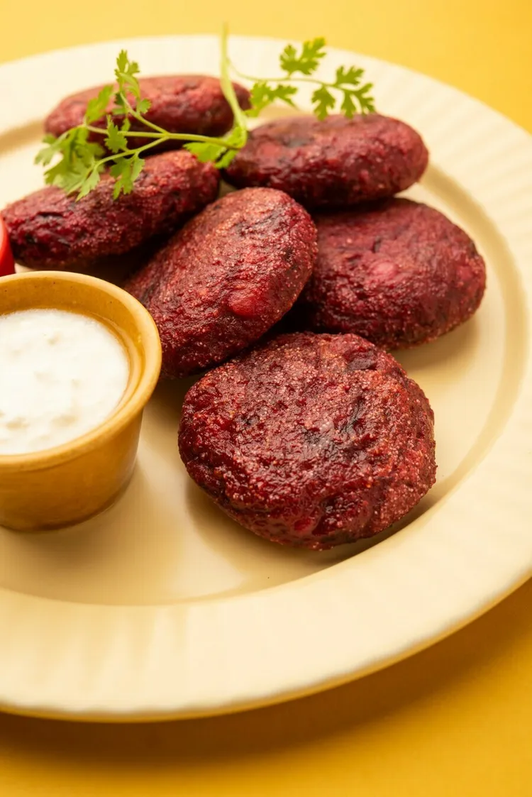 Vegan beet, ginger and carrot fritters