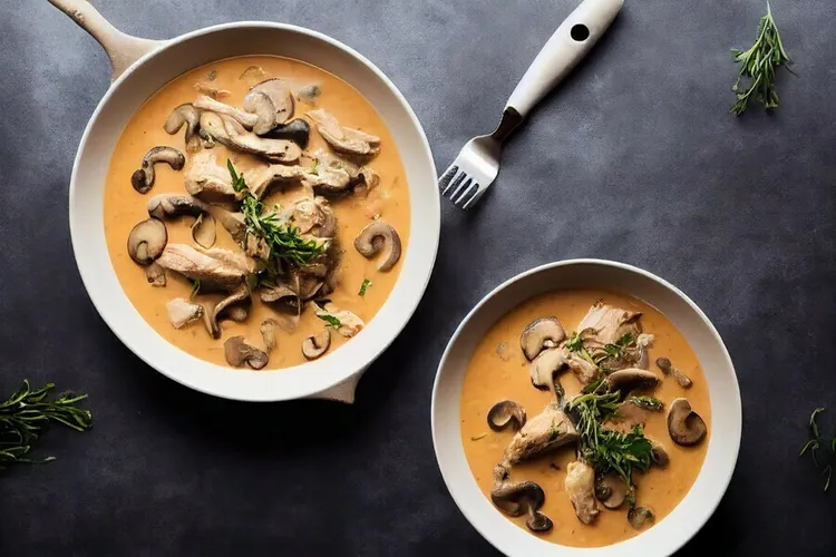 Vegan mushroom curry with cashews and rice