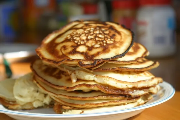 Vegan fluffy pancakes with white wheat flour